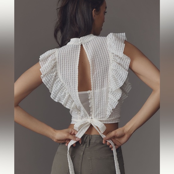 Maeve White Ruffle Blouse - Picture 2 of 4